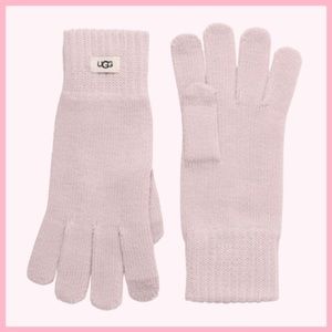 UGG Women's Pink ​Knit Tech Gloves Wool Blend Ribbed Cuffs NWT